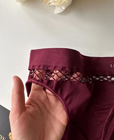 Kadın Dikişsiz Antibakteriyel Sportwear Fileli Slip/Bikini (Siyah, Bordo, Kahverengi, Lacivert)