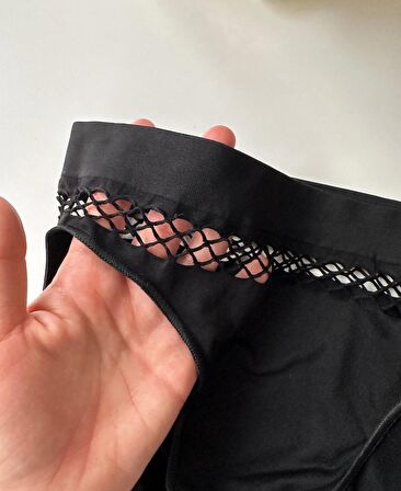 Kadın Dikişsiz Antibakteriyel Sportwear Fileli Slip/Bikini (Siyah, Bordo, Kahverengi, Lacivert)