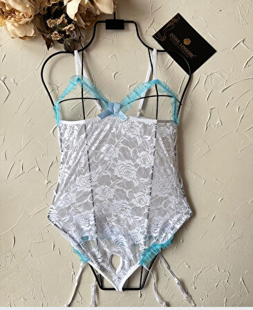 Intive Fantasy Dantel Göğsü ve Özel Bölgesi Açık Jartiyerli Bodysuit (ÇORAPSIZ)