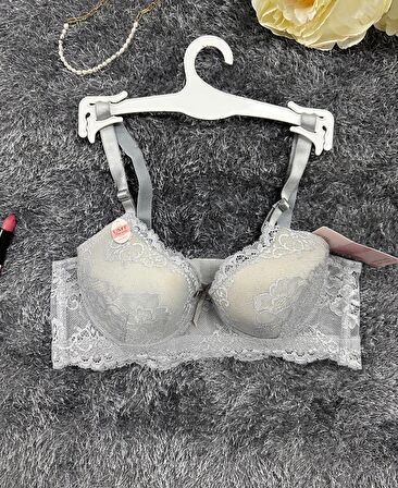 Dantelli C Cup Destekli Push-up 3 Kademe Kopçalı Üstün Kalite Sütyen -150c