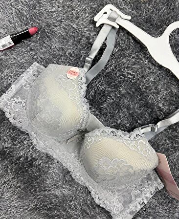 Dantelli C Cup Destekli Push-up 3 Kademe Kopçalı Üstün Kalite Sütyen -150c