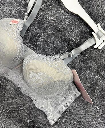 Dantelli C Cup Destekli Push-up 3 Kademe Kopçalı Üstün Kalite Sütyen -150c