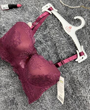 Dantelli C Cup Destekli Push-up 3 Kademe Kopçalı Üstün Kalite Sütyen -150c