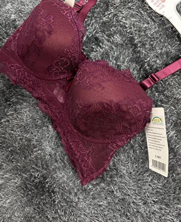 Dantelli C Cup Destekli Push-up 3 Kademe Kopçalı Üstün Kalite Sütyen -150c