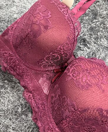 Dantelli C Cup Destekli Push-up 3 Kademe Kopçalı Üstün Kalite Sütyen -150c