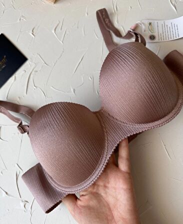 Samanta Balenli Desteksiz Lazer Kesim Parlak Kumaşlı İthal Sütyen -42