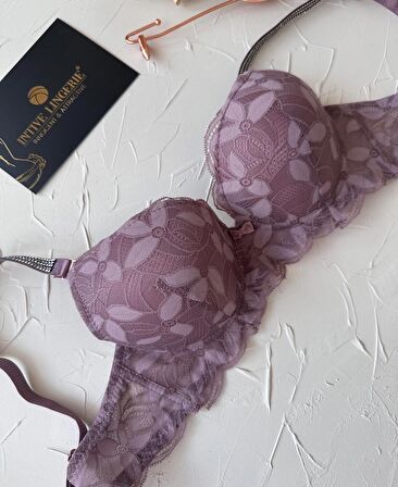 Jasmine Askıları Parlak Taşlı Hafif Destekli Dantelli Soft Cup İthal Sütyen (B-C Cup)