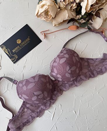 Jasmine Askıları Parlak Taşlı Hafif Destekli Dantelli Soft Cup İthal Sütyen (B-C Cup)