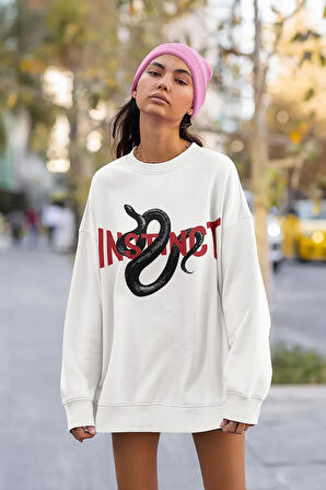 Insticnt Yazılı Unisex Oversize Tasarım Sweatshirt