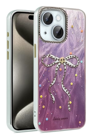 Apple iPhone 15 Plus Kılıf Parlak Desenli Taşlı Azn-Blade