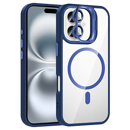 Apple iPhone 16 Kılıf Kamera Standlı Lens Koruyucu Hediyeli Zr-Etro