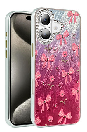 Apple iPhone 16 Plus Kılıf Parlak Desenli Taşlı Azn-Blade