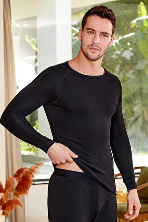 Uzun Kol Yuvarlak Yaka Erkek Termal Fanila