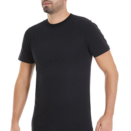 %100 Pamuklu Bisiklet Yaka Erkek Fanila Siyah