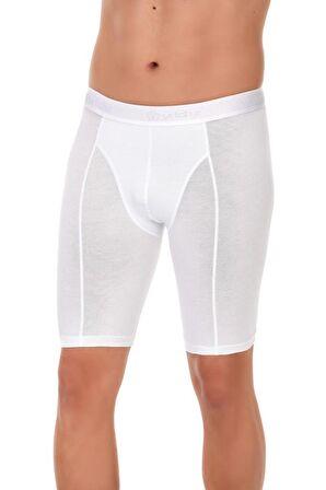 6 Adet Erkek Modal Uzun Boxer Short Beyaz 160