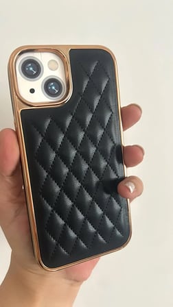 İphone 11 uyumlu Baklava Desenli Gold Çerçeve Lüks Telefon Kılıfı