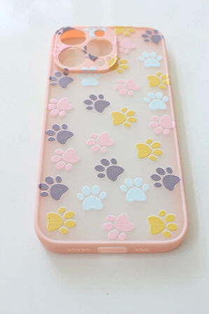 İPhone 13 Pro Yavru Kediler Ve Kedi Patisi Tasarım Tuşları Renkli Telefon Boyun Askılı Set Kılıf