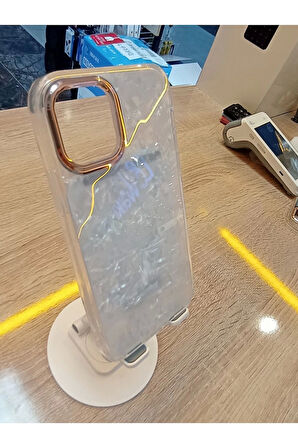 İPhone 15 Uyumlu Mermer Desen Darbe Korumalı Premium Kapak
