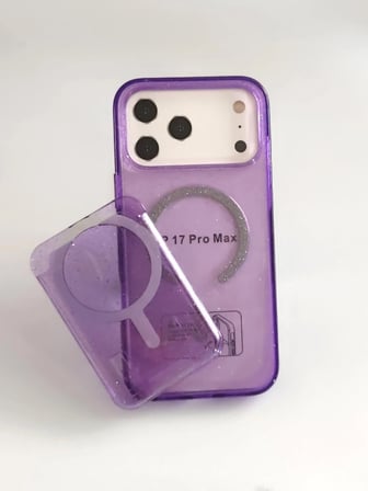 İphone 17 Pro Max ve 18 Pro Max uyumlu MagSafe Manyetik Kartlıklı Sararmaz Simli Mika Sert Kılıf