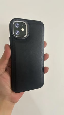 İphone 11 uyumlu Kamera Metal Çerçeveli içi Kadife Deri Lüks Kılıf