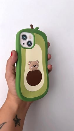 İphone 13-14 uyumlu Avokado Model Darbe Dayanıklı Slikon Sevimli Kılıf