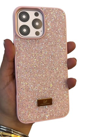 İphone 16 Pro Max uyumlu  Pembe Taşlı Tam Koruma Lüks Kılıf