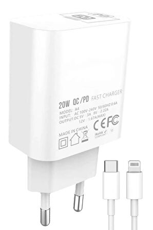 Apple İphone 6s Plus Uyumlu Şarj Kablosu Lightning 3.0A Qualcomm Hızlı Şarj - GR-A4L
