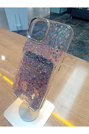 İPhone 13 Uyumlu Simli Kamera Çerçevesi Metal Kapak Tuşları Metal Kılıf