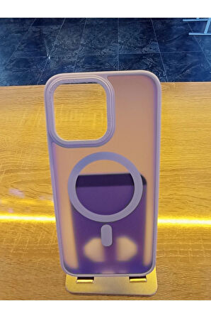İPhone 14 Pro Max Uyumlu MagSafe Özellikli Kenarları Renkli Arka Yüzü Mat Darbe Emici Kılıf