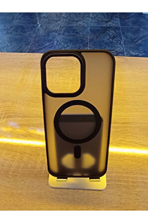 İPhone 15 Pro Max Uyumlu MagSafe Özellikli Kenarları Renkli Arka Yüzü Mat Darbe Emici Kılıf