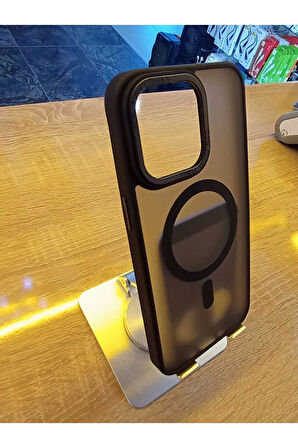 İPhone 15 Pro Max Uyumlu MagSafe Özellikli Kenarları Renkli Arka Yüzü Mat Darbe Emici Kılıf