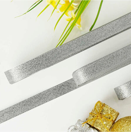 1 CM GÜMÜŞ SATEN KURDELA 30 METRE UZUNLUĞUNDA