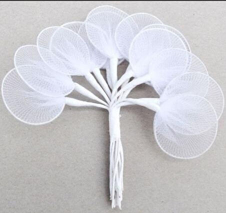 Beyaz Tül Raket Nikah ve Bebek Şekeri Süsü 50 ADET