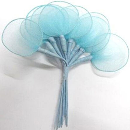 Mavi Tül Raket Nikah ve Bebek Şekeri Süsü 10 ADET