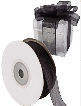SİYAH ORGANZE 0,6 MM KURDELA 75 METRE