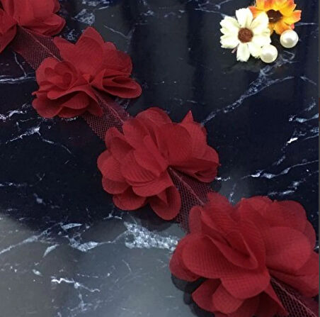 bordo  lazer kesim çiçek (13 adet)