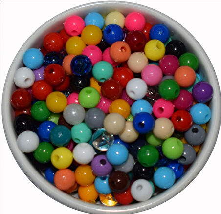 8 mm karışık  plastik boncuk  100 gr