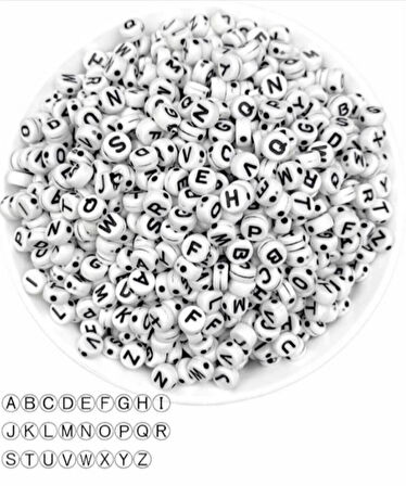 Siyah beyaz Harf boncuk 50 gr