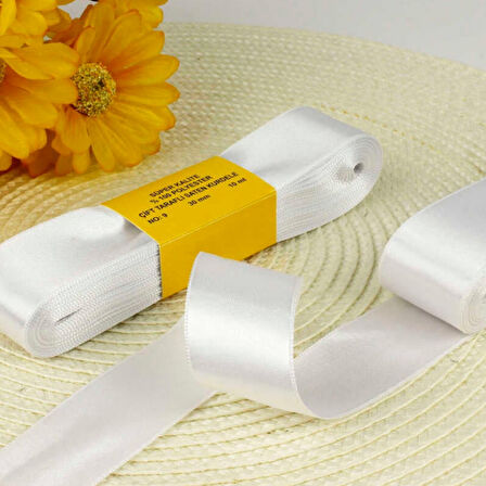 beyaz 3,8 cm saten kurdela 10 metre 1 adet
