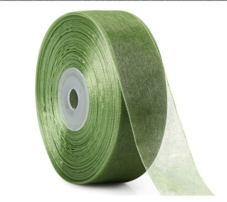 yaprak yeşil  şifon kurdele 2,5 cm x 25m  1 adet