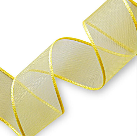 altın ( gold)  simli hilton şifon kurdele 2,5cm x 25 m