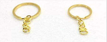10 adet gold sert metal zincirli anahtarlık halkası 3 cm