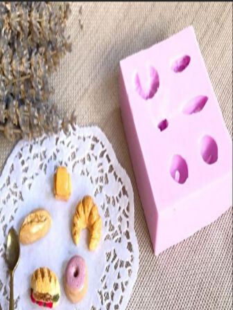 Minyatür Ekmek seti objeleri set silikon Kalıp