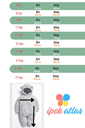 Kız Erkek Bebek Ve Çocuk Kapüşonlu Ayı Tulum