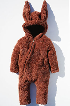 Kız Erkek Bebek Ve Çocuk Kapüşonlu Kışlık Tavşan Tulum