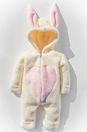 Kız Erkek Bebek Ve Çocuk Kapüşonlu Kışlık Tavşan Tulum