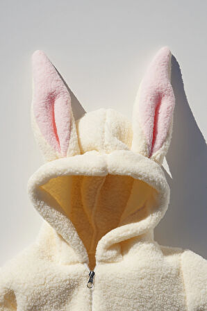 Kız Erkek Bebek Ve Çocuk Kapüşonlu Kışlık Tavşan Tulum