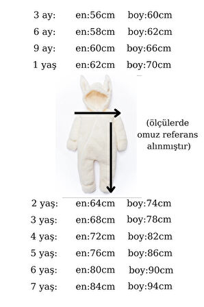 Kız Erkek Bebek Ve Çocuk Kapüşonlu Kışlık Tavşan Tulum