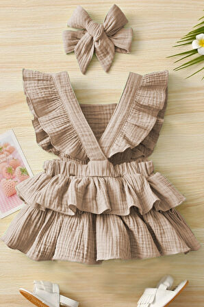 Kız Bebek Ve Çocuk Fırfırlı Müslin Elbise