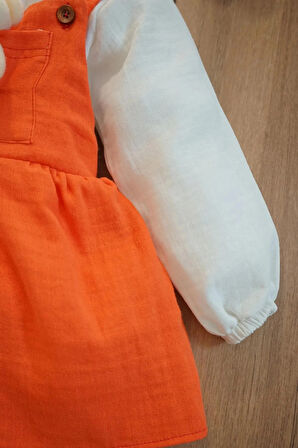 Kız Bebek Ve Çocuk Gömlekli Ayıcıklı Müslin Elbise